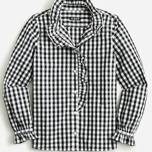 J. Crew Gingham Button Up Blouse Top